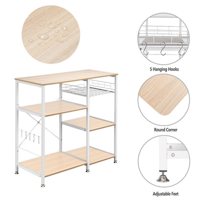 ALICIAN 4-layer Microwave Oven Rack Floor-standing White Maple