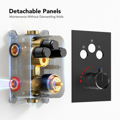 DualCascade 12" High-Pressure Rainfall Shower Faucet, Celling Mount, Rough in-Valve, 2.5 GPM