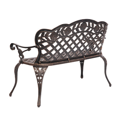 ALICIAN 42.5 Inch Outdoor Leisure Couple Bench with Backrest Armrests Outdoor Stool