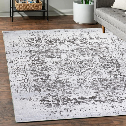 Playa Rug Machine Washable Area Rug With Non Slip Backing - Stain Resistant - Eco Friendly - Family and Pet Friendly - Himalayas Traditional Floral Abstract Brown&Creme Design 5'8''x9'