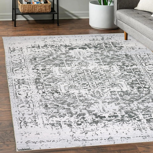 Playa Rug Machine Washable Area Rug With Non Slip Backing - Stain Resistant - Eco Friendly - Family and Pet Friendly - Himalayas Traditional Floral Abstract Green&Creme Design 8'x10'