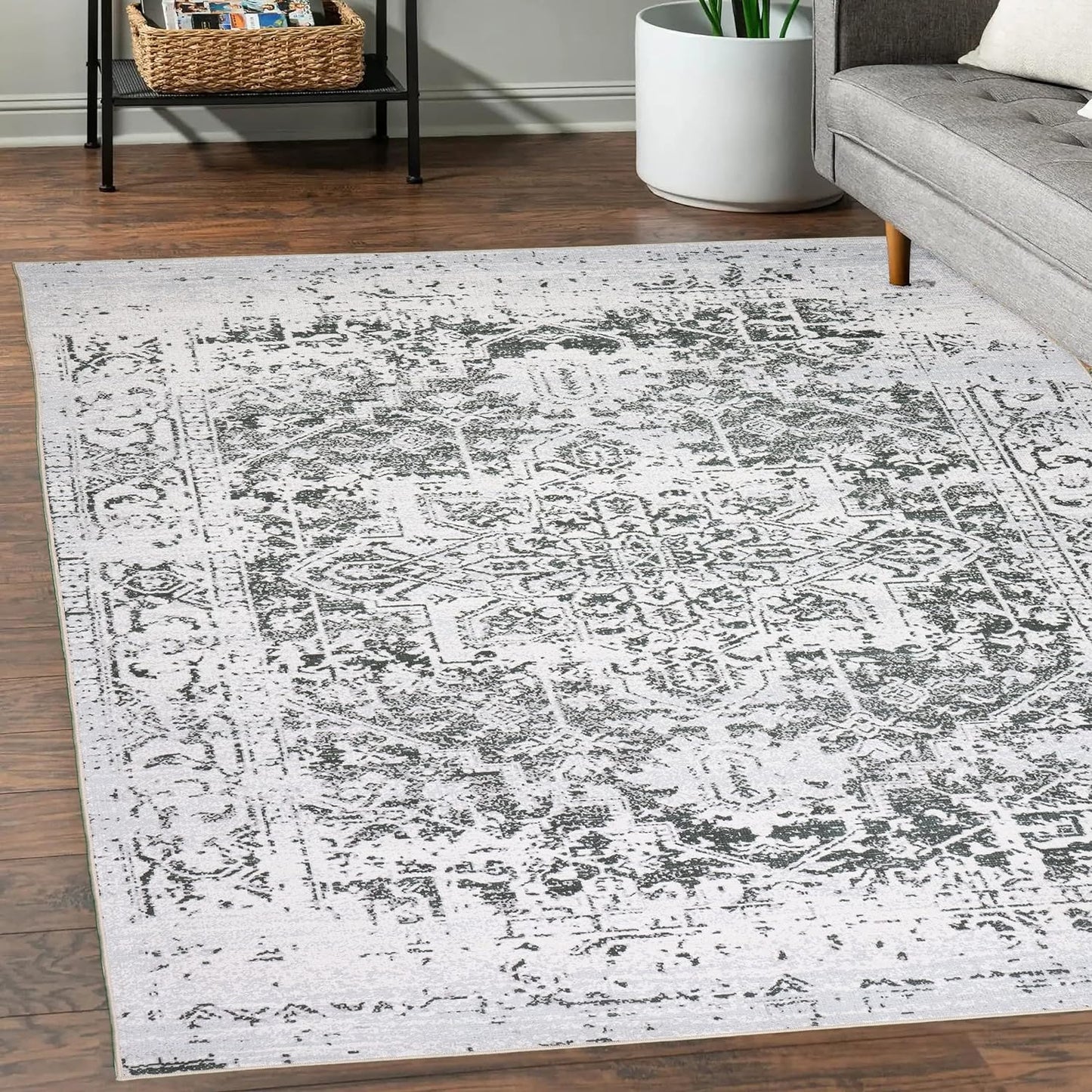 Playa Rug Machine Washable Area Rug With Non Slip Backing - Stain Resistant - Eco Friendly - Family and Pet Friendly - Himalayas Traditional Floral Abstract Green&Creme Design 5'4''x8'
