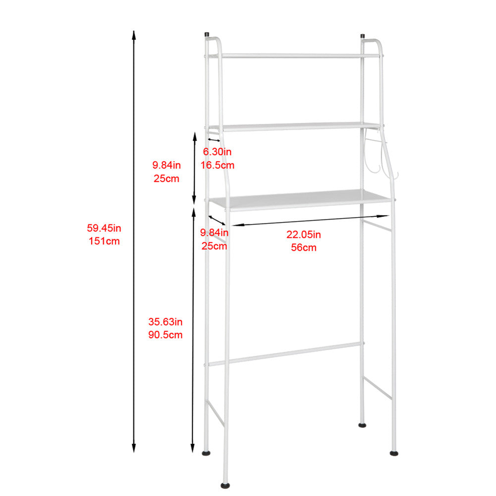RONSHIN 3-tier Bathroom Storage Rack Towels Toiletries Toilet Organizer White