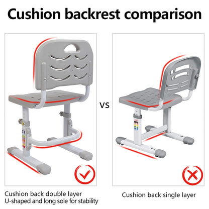 AMYOVE 70cm Kids Desk Chair Set Height Adjustable Children Study Desk Gray