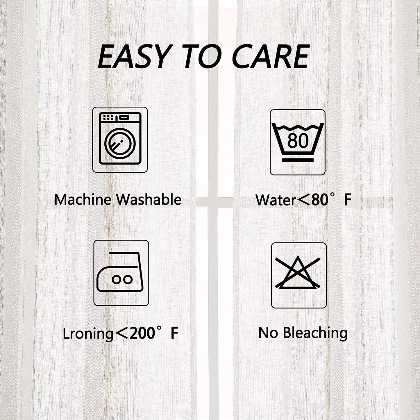 WHIZMAX 52 inches W Sheer Curtains for Living Room Bedroom Beige 52 inches W x84 inches L