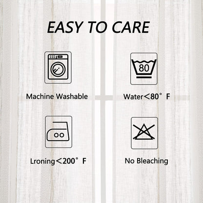 WHIZMAX 52 inches W Sheer Curtains for Living Room Bedroom Beige 52 inches W x84 inches L