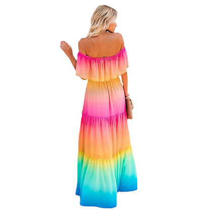 YESFASHION Women Off Shoulder Sexy Strapless Pullover Dress