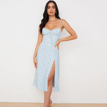 YESFASHION Women Sexy Adjustable Spaghetti Strap Midi Dress