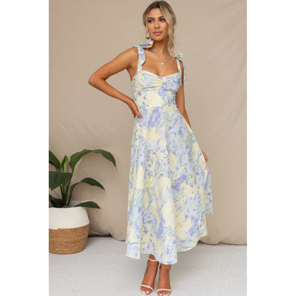 YESFASHION Women Summer V Neck Chiffon Dress