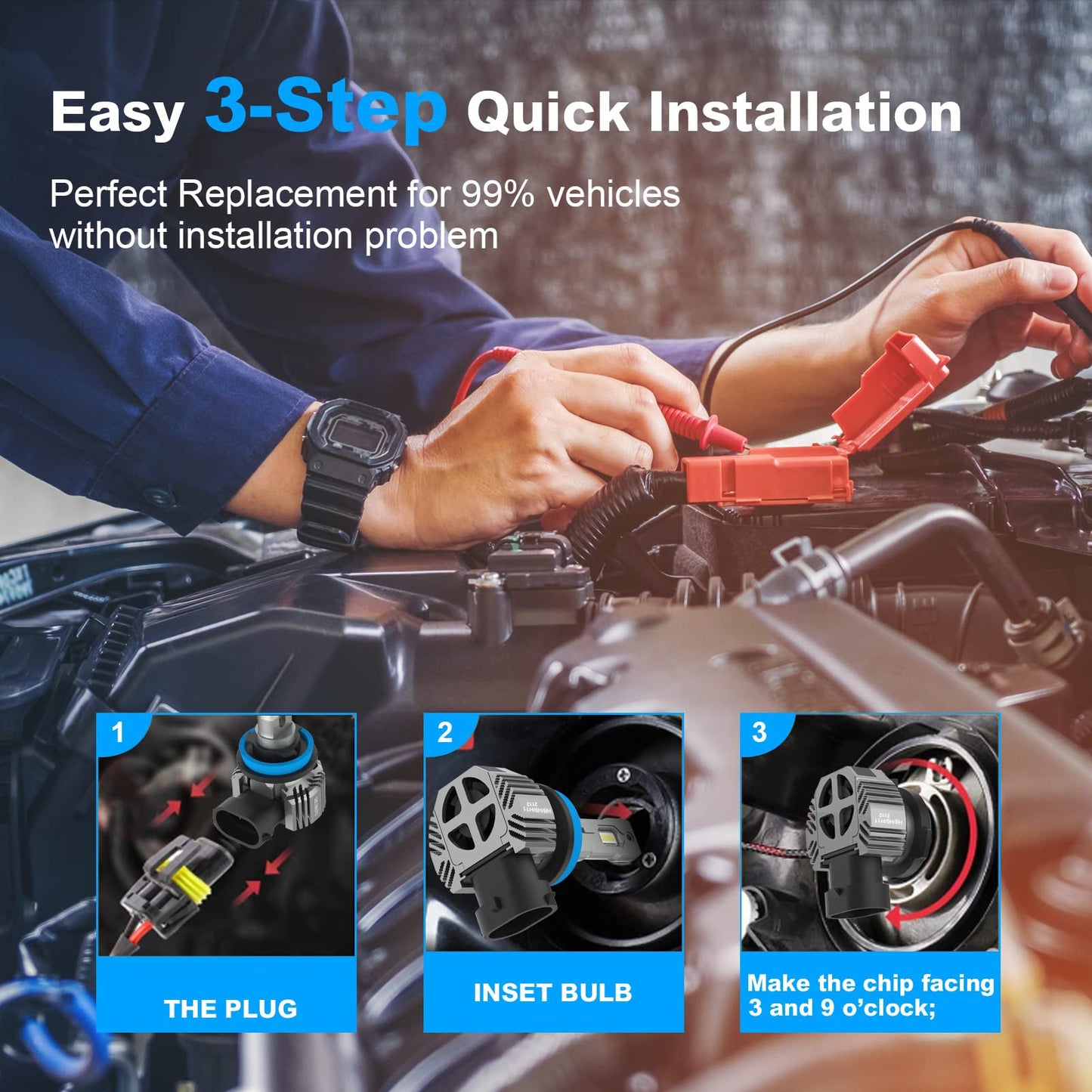 GARVEE 9012 HIR2 LED Headlight Bulbs 60W 12000 Lumens 450% Brighter High Low Beam Conversion Kit