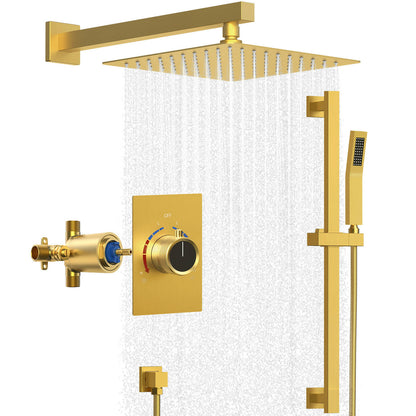 RainfallCascade 10” High-Pressure Shower Faucet, Wall Mount, Rough in-Valve, 2.5 GPM
