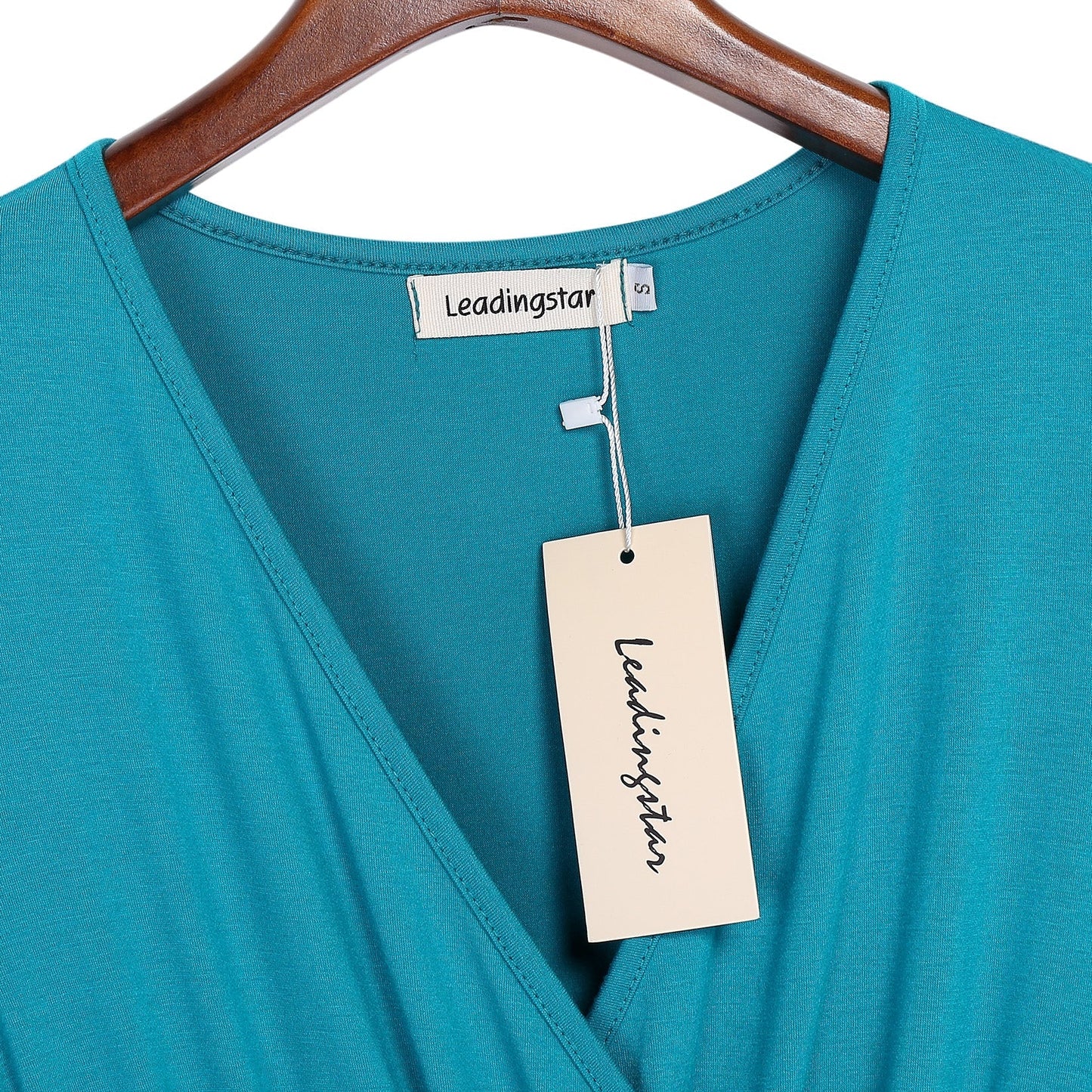 YESFASHION Women V-Neck A-Line Solid Plain Party Casual Mini Dress Blue Green