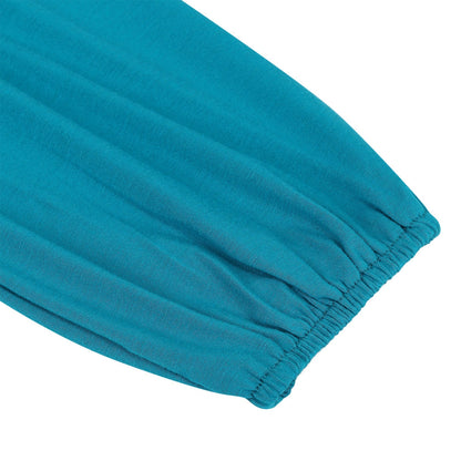 YESFASHION Women V-Neck A-Line Solid Plain Party Casual Mini Dress Blue Green