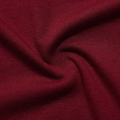 YESFASHION Women V-Neck A-Line Solid Plain Party Casual Mini Dress Wine Red