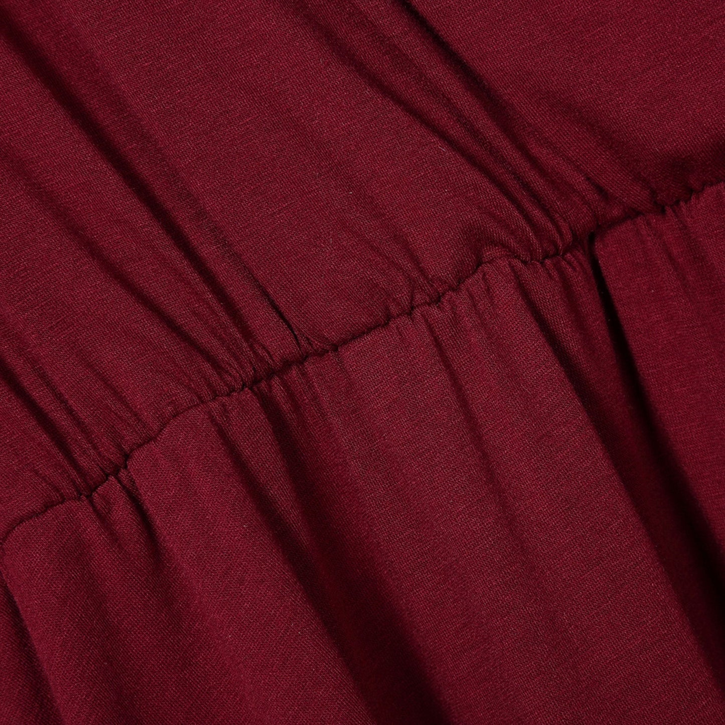 YESFASHION Women V-Neck A-Line Solid Plain Party Casual Mini Dress Wine Red