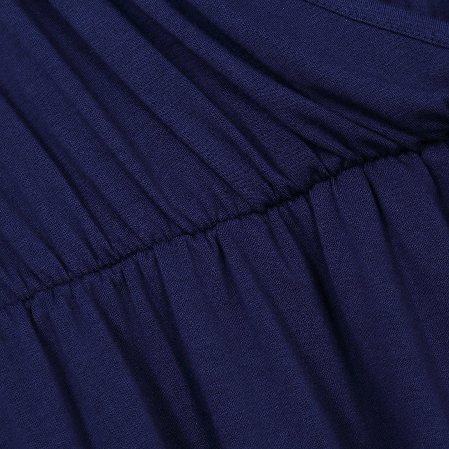 YESFASHION Women V-Neck A-Line Solid Plain Party Casual Mini Dress Navy Blue