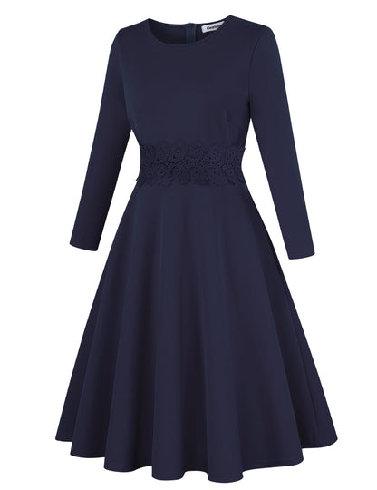 YESFASHION Ladies Cocktail Embroidered A-Line Dress