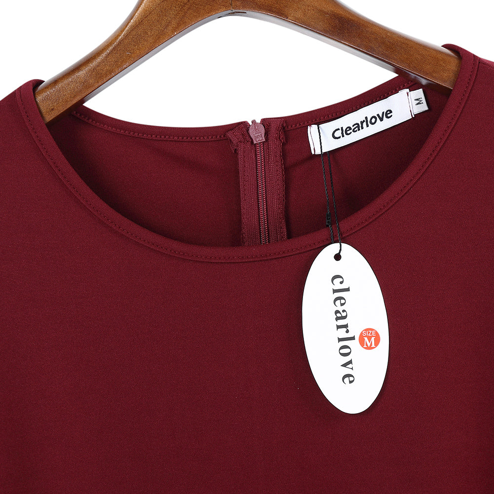 CLEARLOVE Ladies Cocktail Embroidered A-Line Dress Red