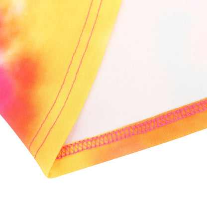 YESFASHION Women V Neck Skating Dress Long Sleeves Printed Casual Dress