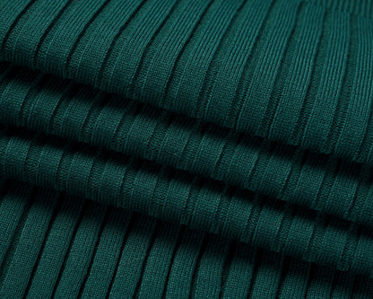 YESFASHION Puff Long Sleeve Knitted Midi Skirt Dress