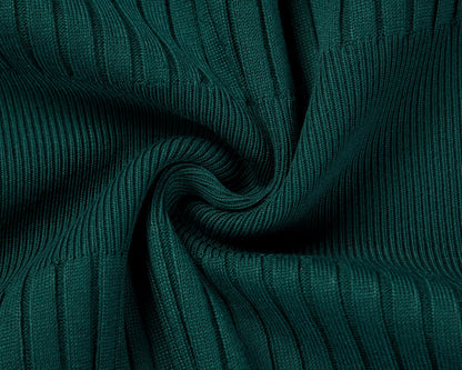 YESFASHION Women Long-sleeved V-neck Slim Strap Mid-length Dress