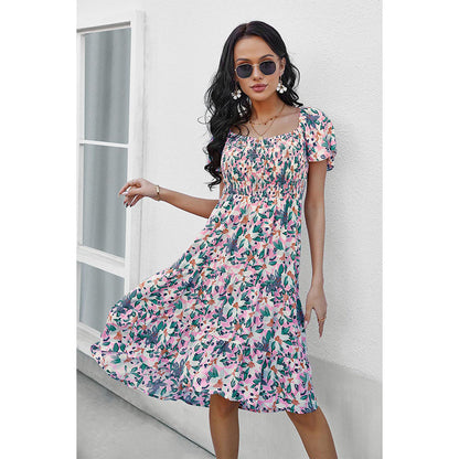 YESFASHION Bohemian Print Dress 2022 Summer Short Sleeve Mori Dress