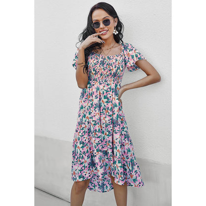 YESFASHION Bohemian Print Dress 2022 Summer Short Sleeve Mori Dress