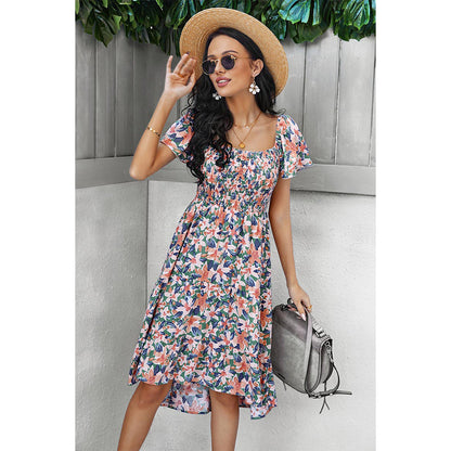 YESFASHION Bohemian Print Dress 2022 Summer Short Sleeve Mori Dress