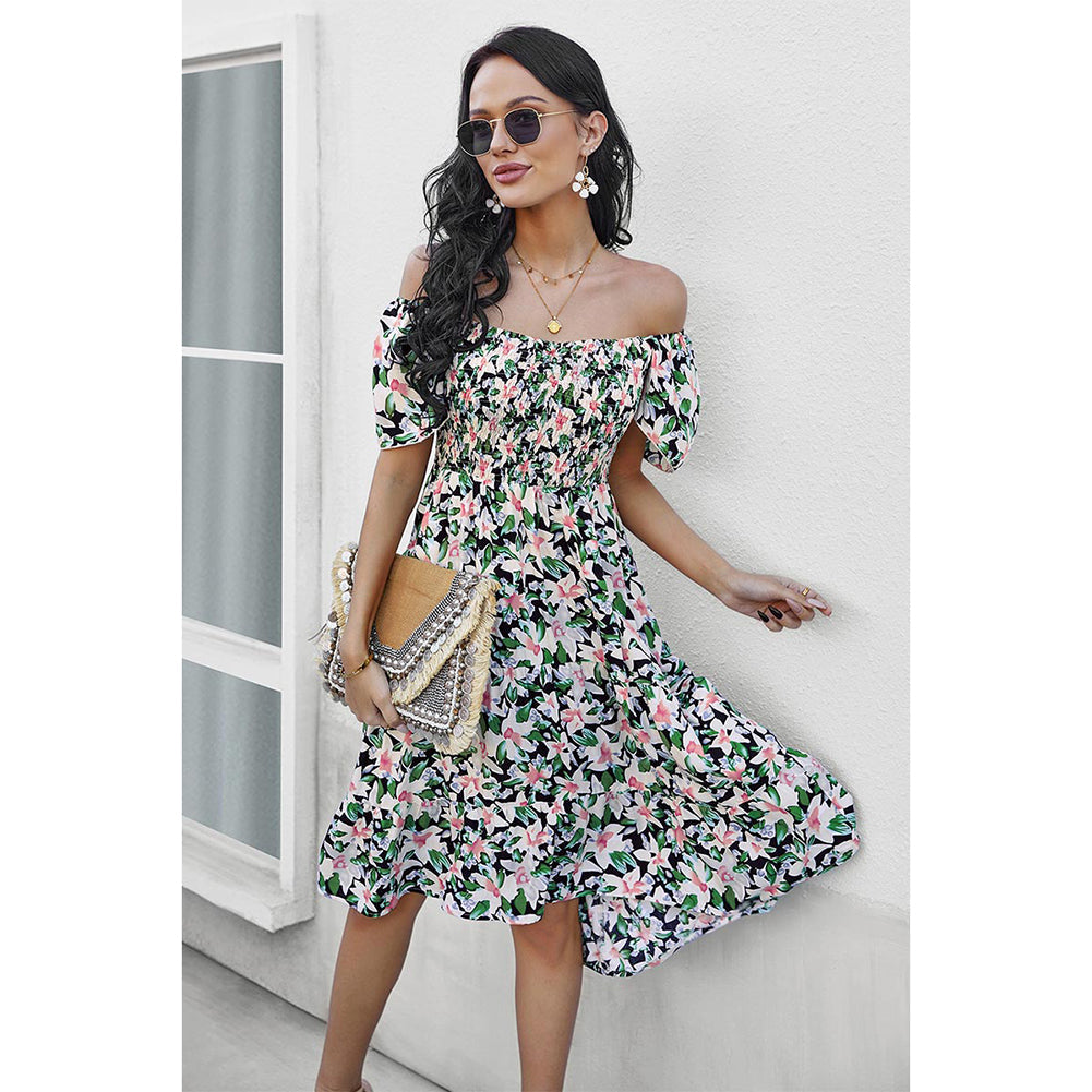 YESFASHION Bohemian Print Dress 2022 Summer Short Sleeve Mori Dress