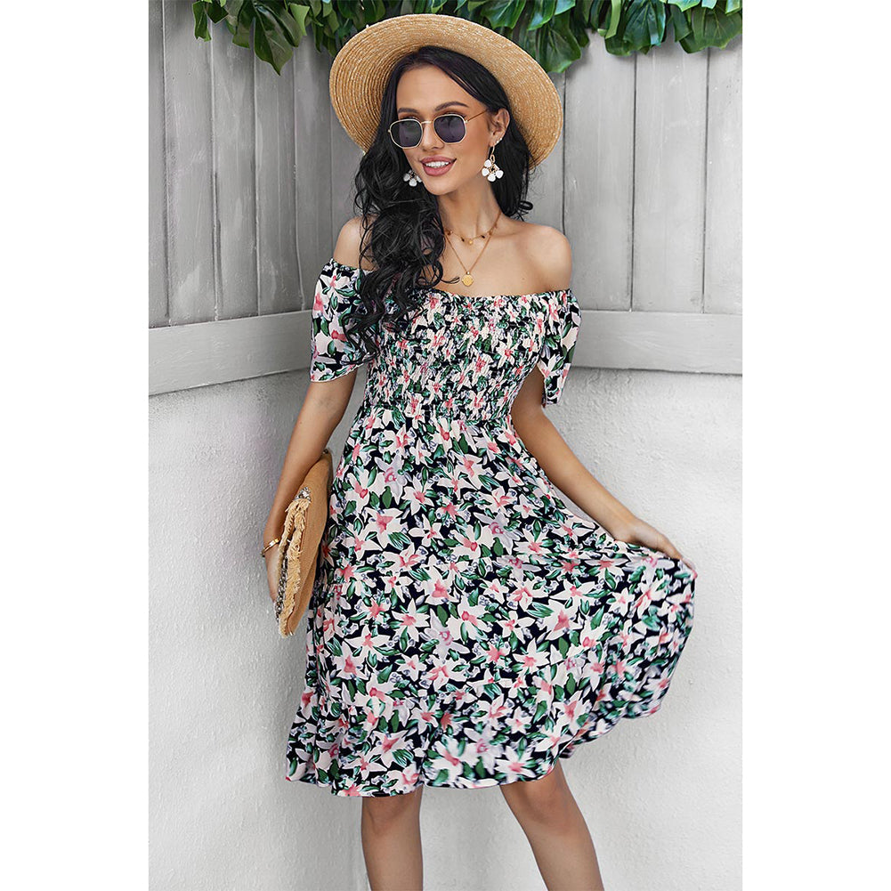 YESFASHION Bohemian Print Dress 2022 Summer Short Sleeve Mori Dress