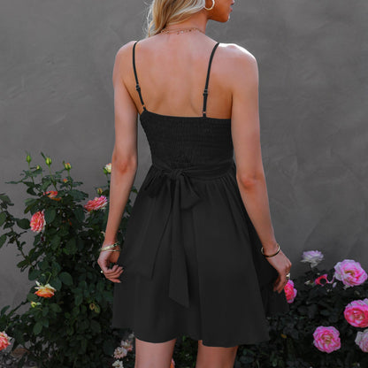 YESFASHION Women Ruffled Suspender Dress