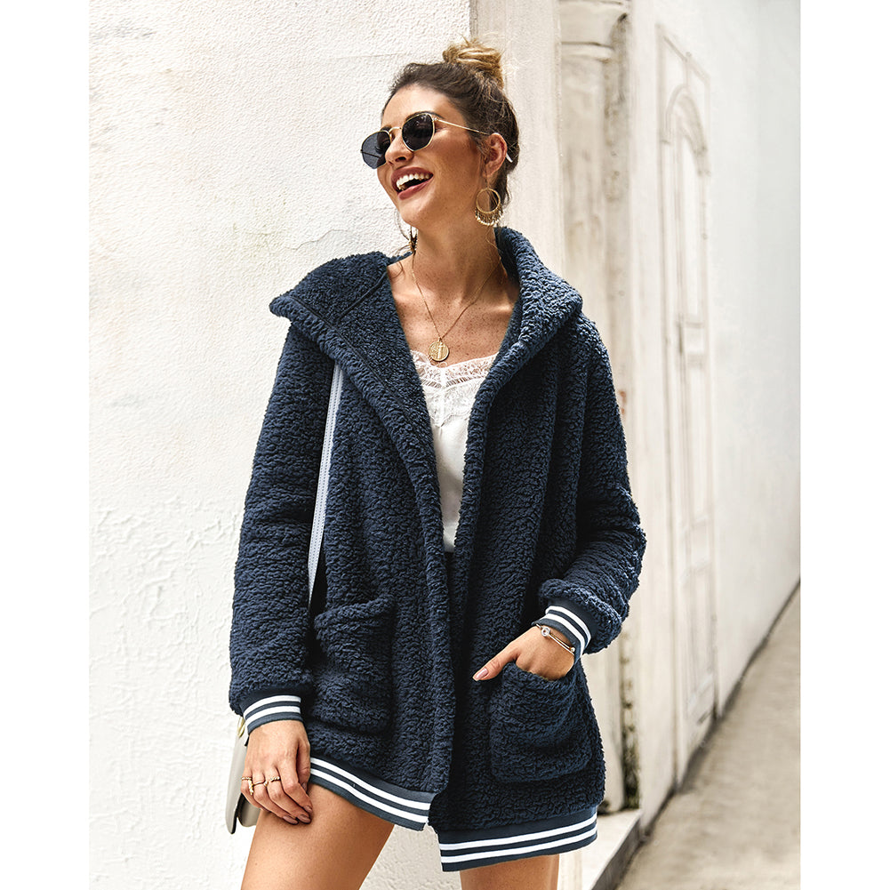 YESFASHION Women Clothing Winter New Hooded Fur Coat Long Tops PBY-0Y05