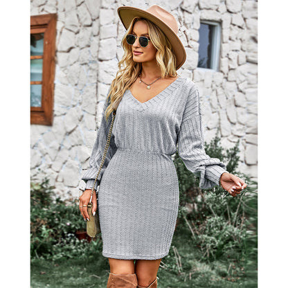 Women Casual Dress Winter Long-sleeved Hip Skirt Clothing Dress