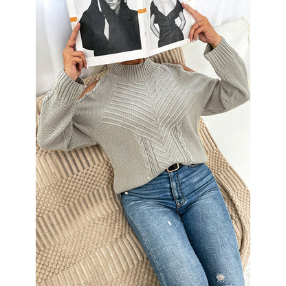 Loose Sweater Autumn Winter Off-the-shoulder Warm Top Loose Sweater