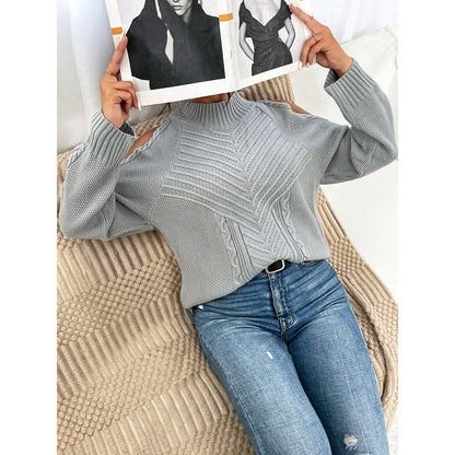 Loose Sweater Autumn Winter Off-the-shoulder Warm Top Loose Sweater