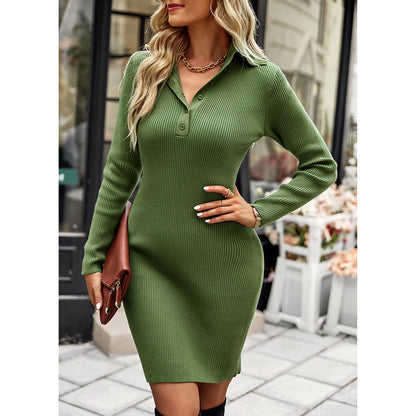 YESFASHION Sweaters Skirt Winter Waist Slim Warm One-step Dress