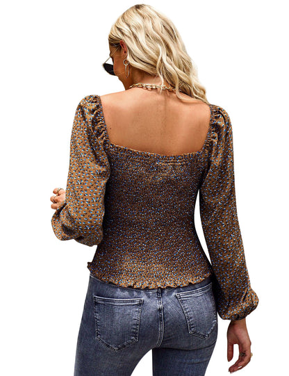 YESFASHION Self-designed Square Collar Shirt Four Seasons Women