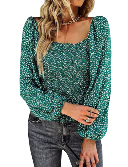 YESFASHION Self-designed Square Collar Shirt Four Seasons Women