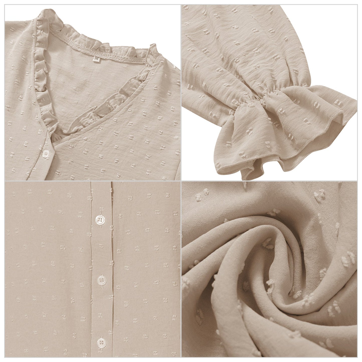 YESFASHION V-neck Shirts Women Fashion Casual Polka Dot Shirts