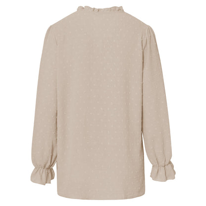 YESFASHION V-neck Shirts Women Fashion Casual Polka Dot Shirts