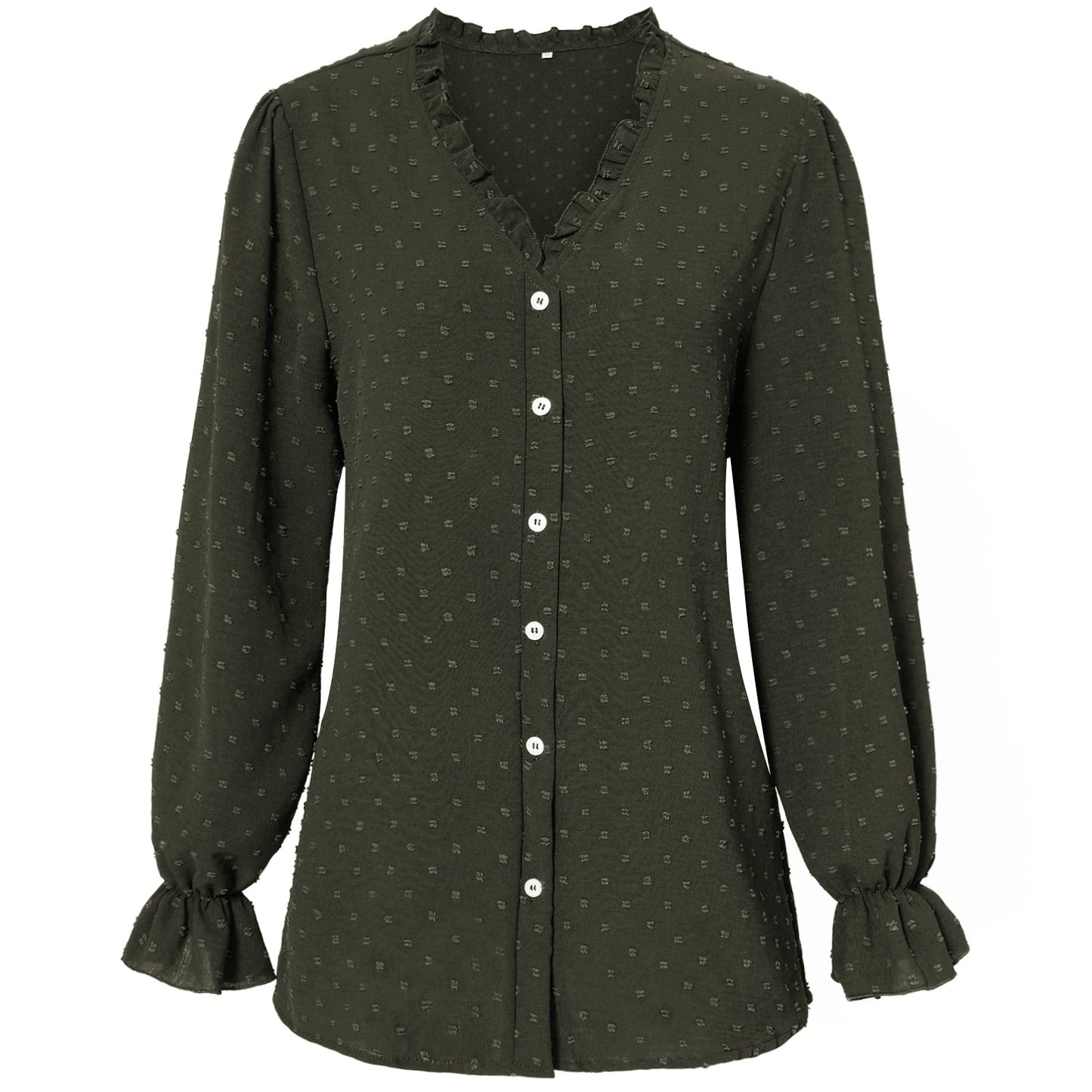 YESFASHION V-neck Shirts Women Fashion Casual Polka Dot Shirts
