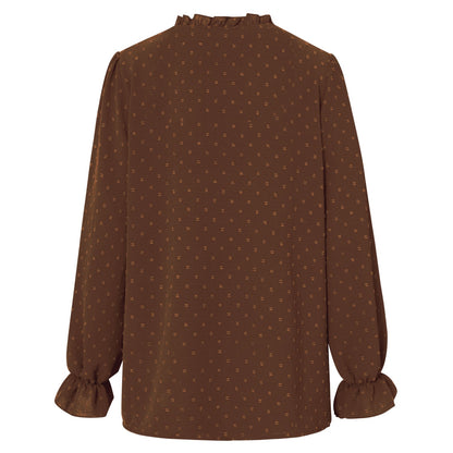 YESFASHION V-neck Shirts Women Fashion Casual Polka Dot Shirts