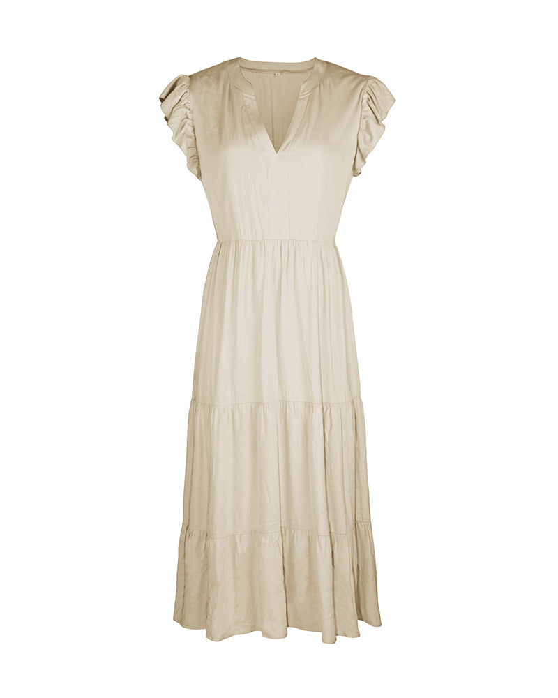 YESFASHION V-neck Sexy Flying Sleeve Solid Color Dress