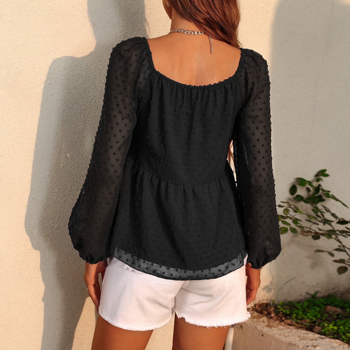 YESFASHION Pullover Tops Women Style Loose All-match Chiffon Shirt