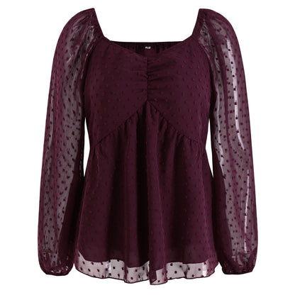 YESFASHION Pullover Tops Women Style Loose All-match Chiffon Shirt