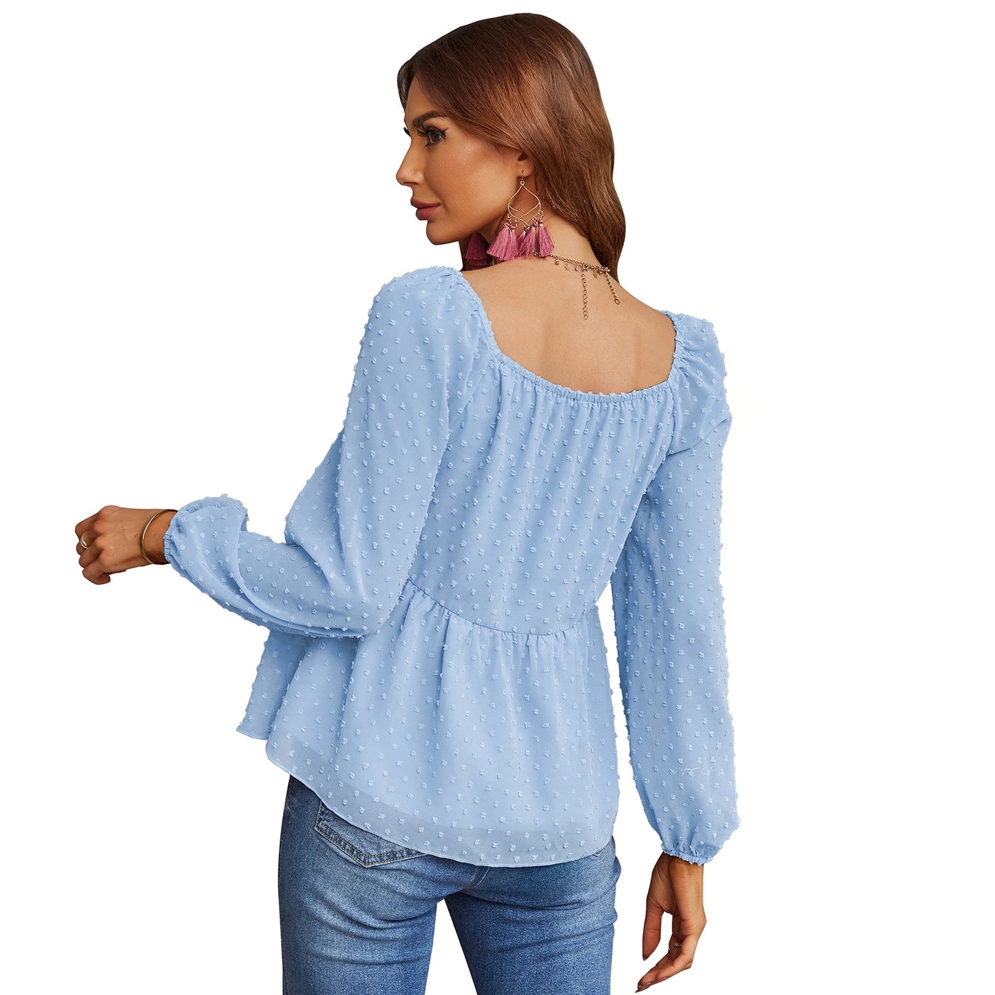 YESFASHION Pullover Tops Women Style Loose All-match Chiffon Shirt