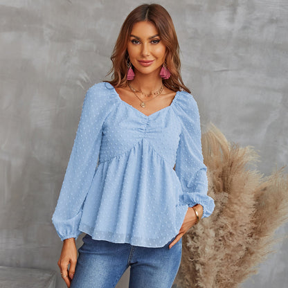 YESFASHION Pullover Tops Women Style Loose All-match Chiffon Shirt