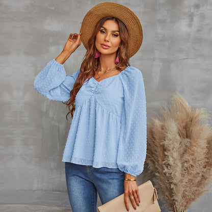 YESFASHION Pullover Tops Women Style Loose All-match Chiffon Shirt