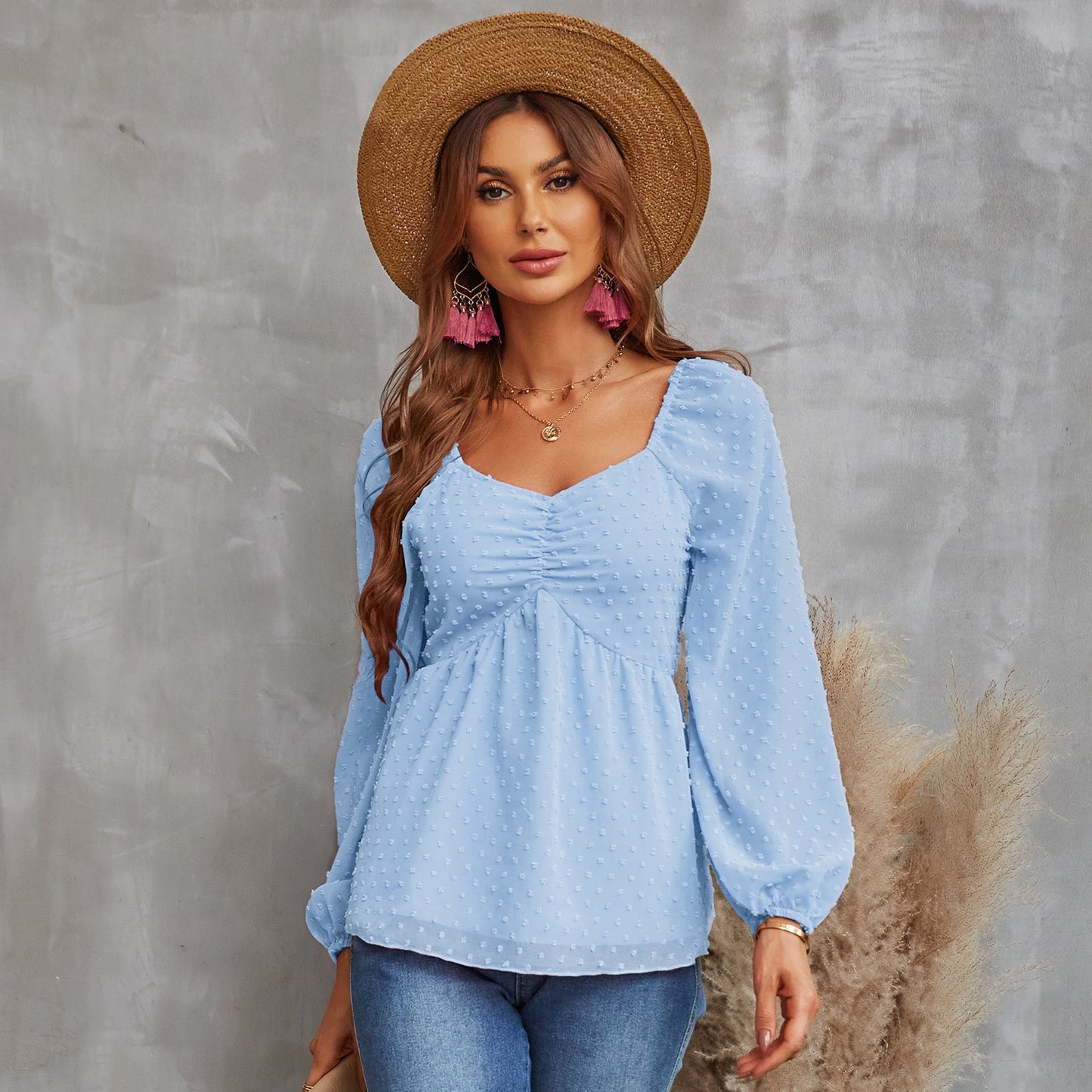 YESFASHION Pullover Tops Women Style Loose All-match Chiffon Shirt