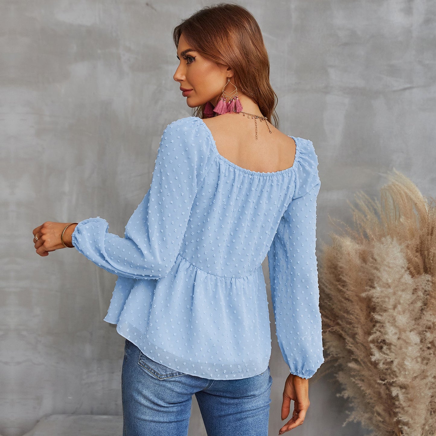 YESFASHION Pullover Tops Women Style Loose All-match Chiffon Shirt